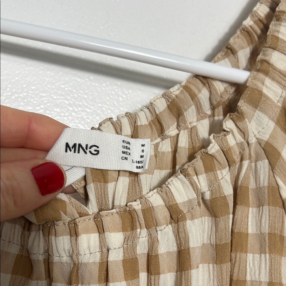 Mango Plaid Puff Sleeve Midi Dress - Picture 2 of 7